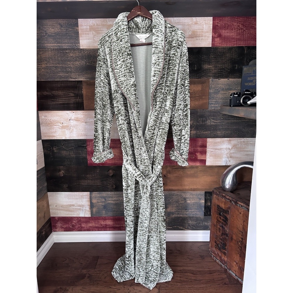 Diamond Tea Robe Velvet Large Belted Green Vintage